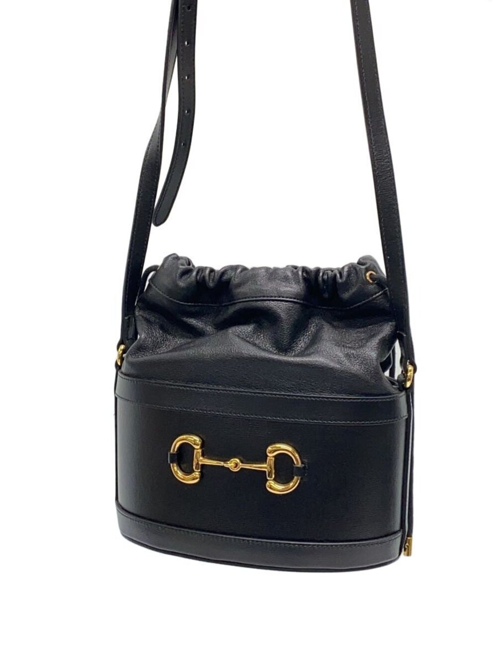 Gucci Bucket Bag Horsebit Leather Black